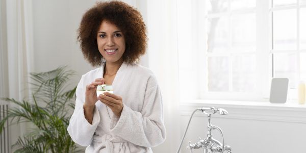 femme appliquant sa crème de visage